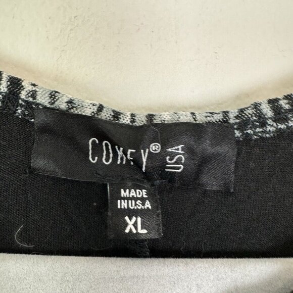 Comfy USA Black White Lagenlook Patchwork Midi Dress Size XL 3/4 Sleeve - Picture 3 of 5